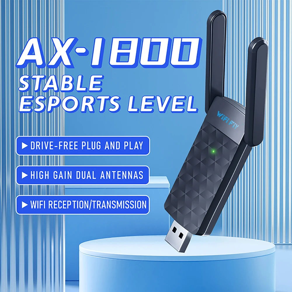 WiFi 6 USB3.0 Adapter 1800Mbps 5G/2.4GHz USB Wi-fi Dongle Wireless 802.11ax Network Card High Gain Antenna For Windows 10 11