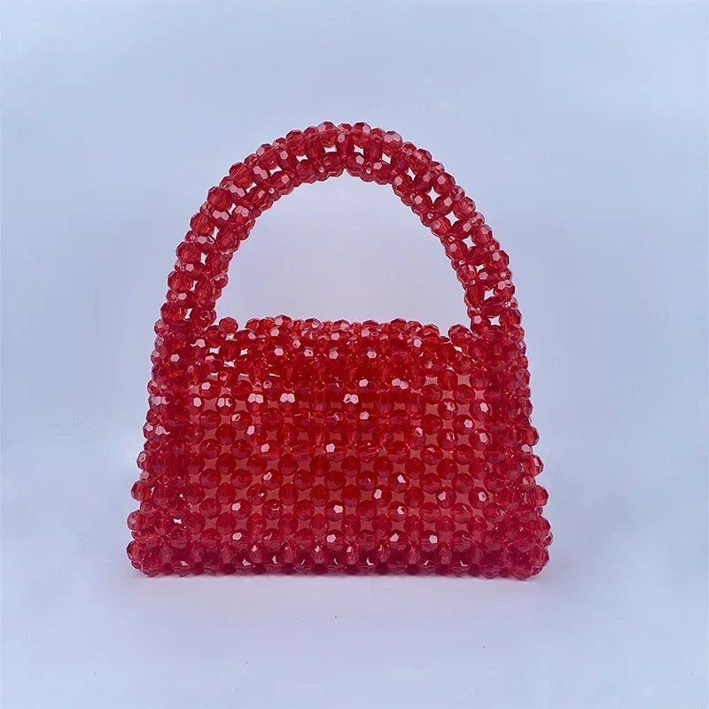 

New Fashion INS High Grade Sweet Girl Handbags for Women Handmade Beaded Woven DIY Women's Bag Customized Finished Product