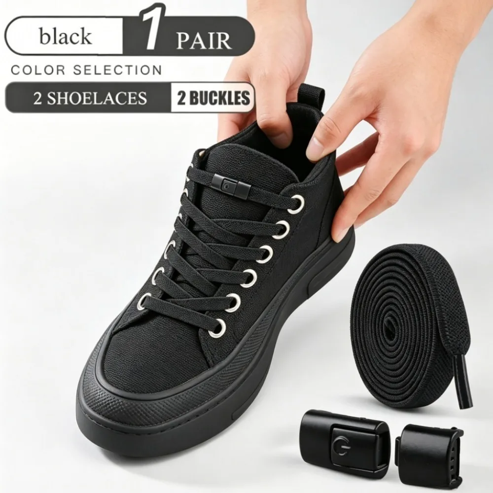 8mm Widened Flat No Tie Shoelaces, Press Lock Elastic Laces, One Size for Sneakers, Adults & Kids Daily Use