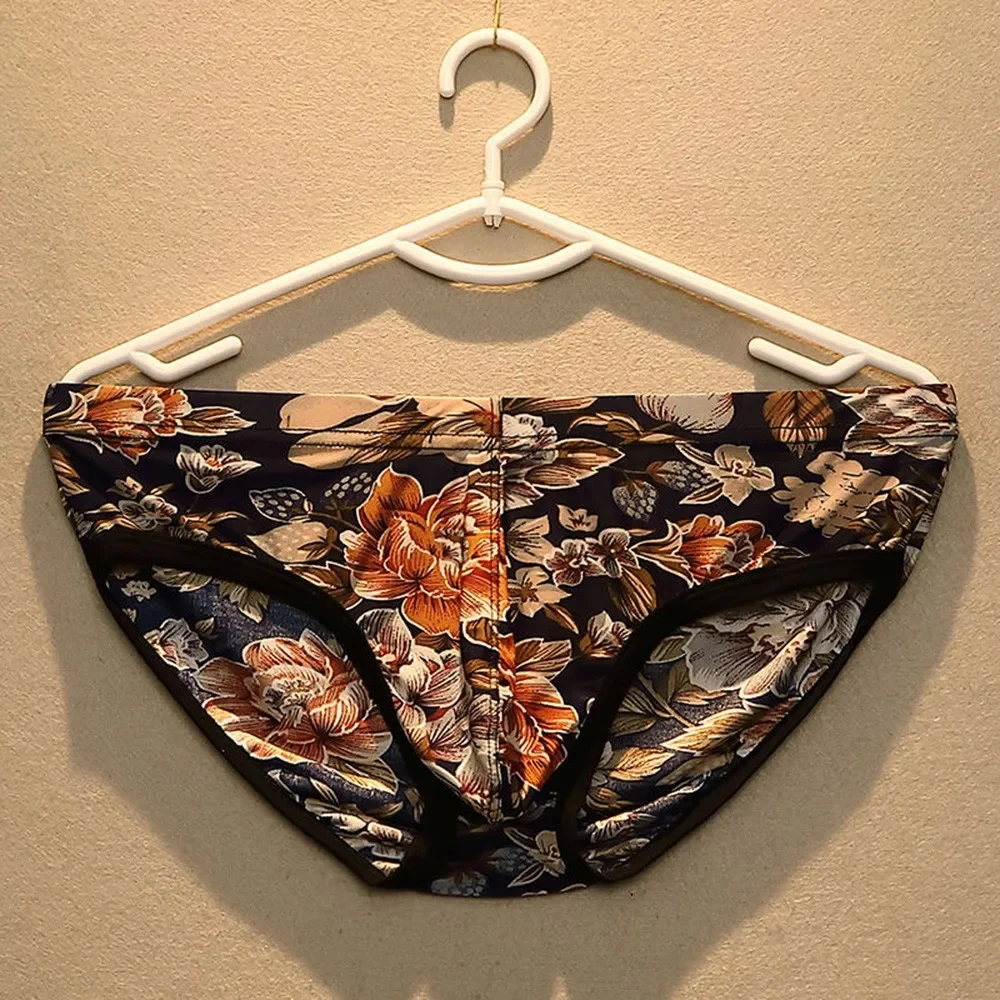 Celana Dalam Bikini Pria Celana Dalam Daun Bunga Emi-Transparan Bersirkulasi U Kantong Cembung Celana Dalam Lingerie Calzoncillos Hombre