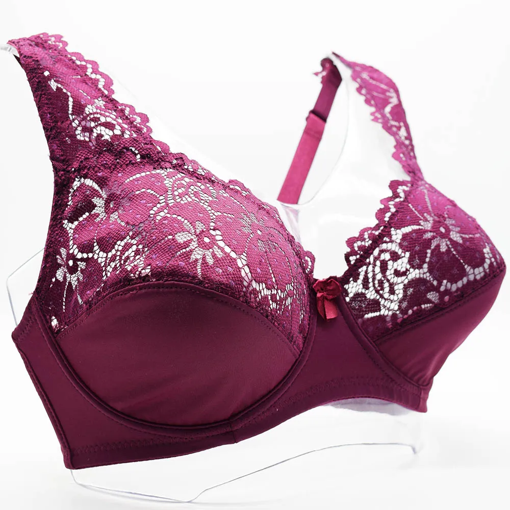 Womens Lager Bosom Lace Bralette Ladies Floral Unpadded Bra Sexy Lingerie See through Underwired Plus Size Brassiere Top