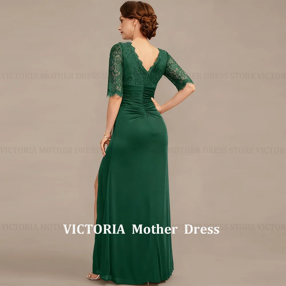 VICTORIA Customized Fashion Mother of the Bride/Groom Dress Chiffon Mermaid V-Neck Lace Pleated Long Wedding Guest Party Gowns