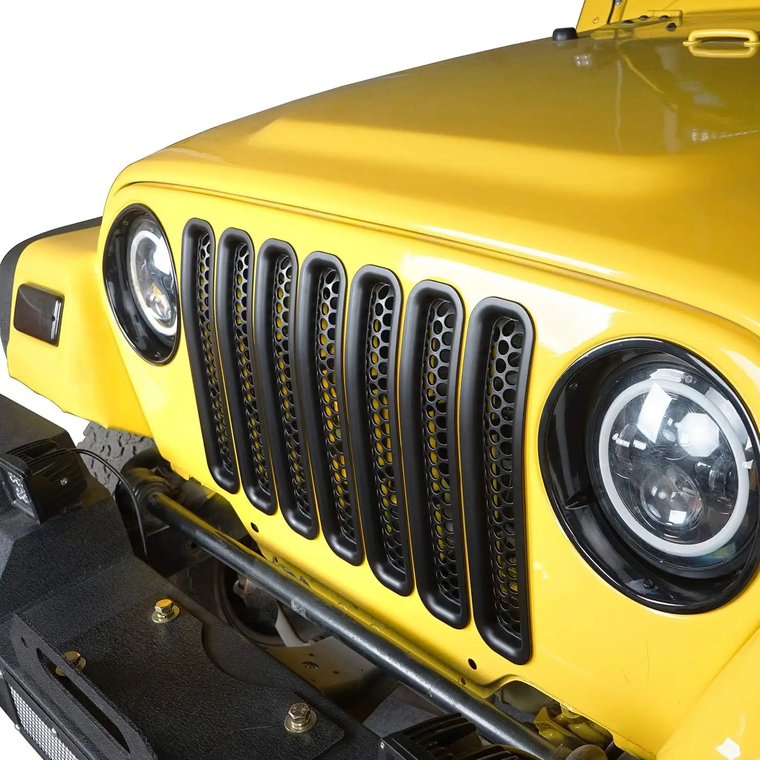 Front Grill Mesh Inserts Clip-in Honeycomb Grille Guards For Jeep Wrangler TJ & Unlimited1997 1998 1999 2000 2001 2002 2003-2007