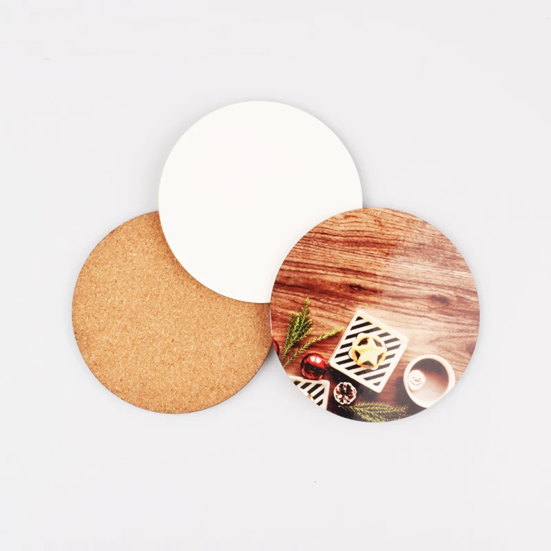 Free shipping 30pcs MDF Personalized Dia.95mm Round Shape Sublimation Coasters wood coaster blank with Cork