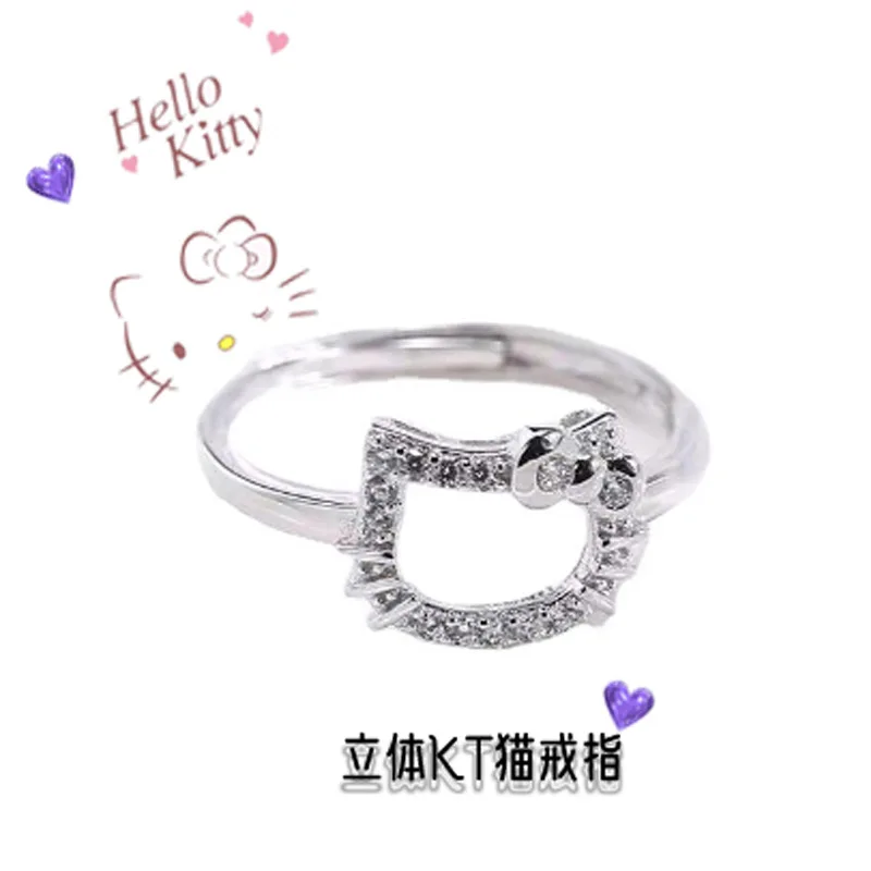 Sanrio Hello Kitty Ring Kuromi Mymelody Couple Rings Engagement Rings for Women Hello Kitty Cute Wedding Jewelry Halloween Gift