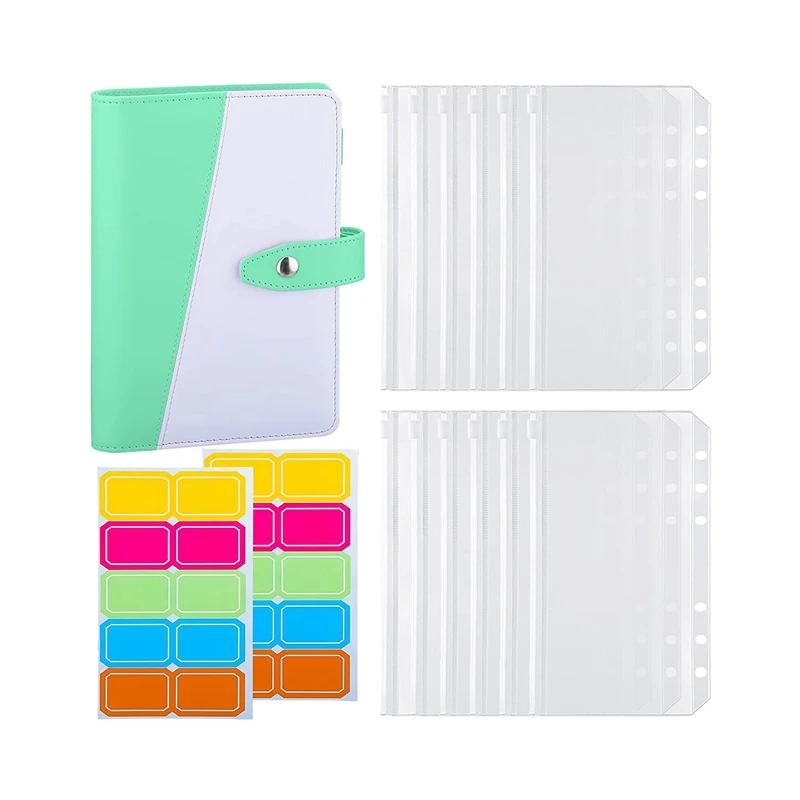 A6 PU 6-Ring Binder Budget Cover A6 Binder Pockets Expense Budget Sheets For Money Saving Cash Envelopes System