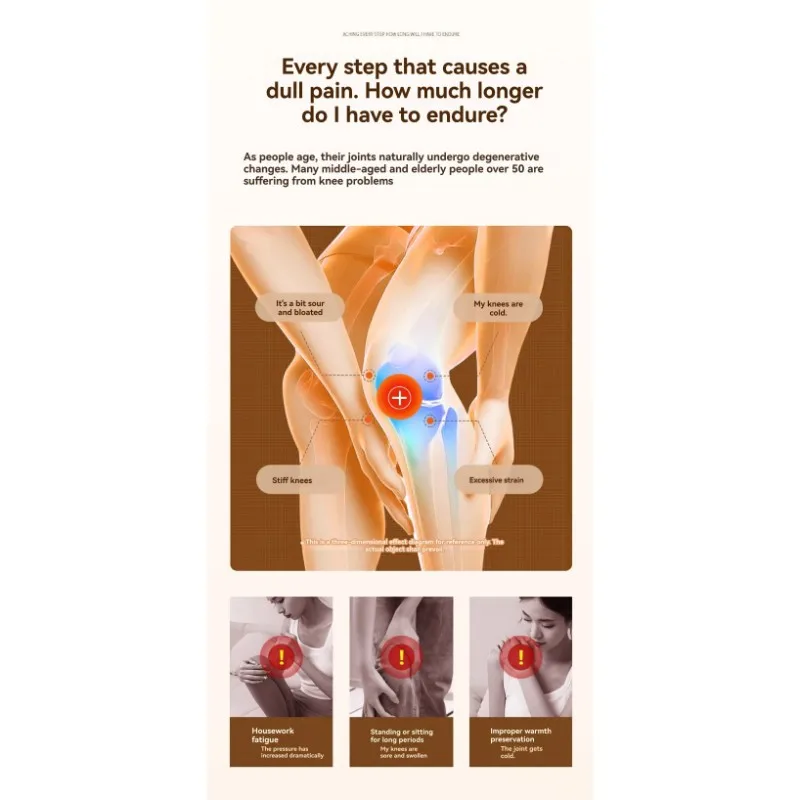 وسادات الركبة للتدفئة الكهربائية للساق الباردة، لتخفيف آلام المفاصل، وظيفة التدليك ذاتية التسخين تتضمن الدفء