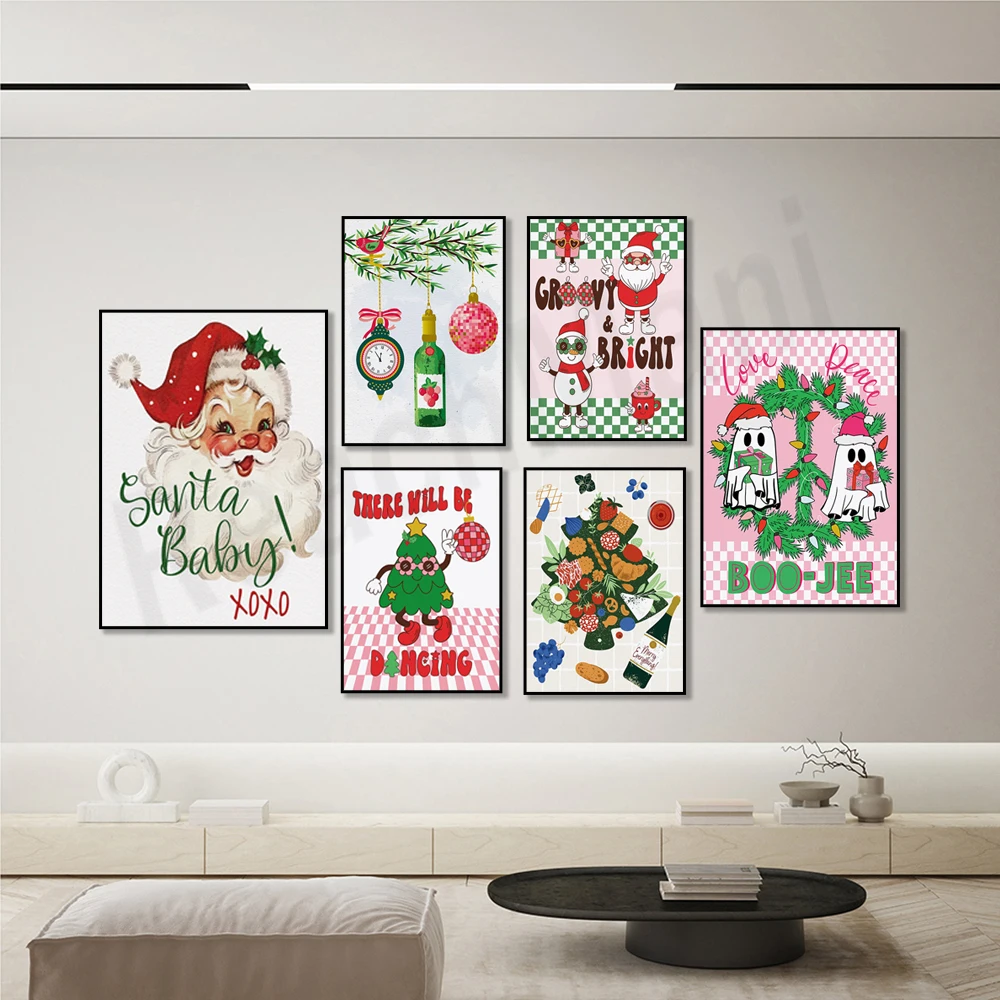 Vintage Christmas Print, Hello Christmas Gingerbread, Christmas Nutcracker Print, Festive New Year Champagne Fa La La Poster