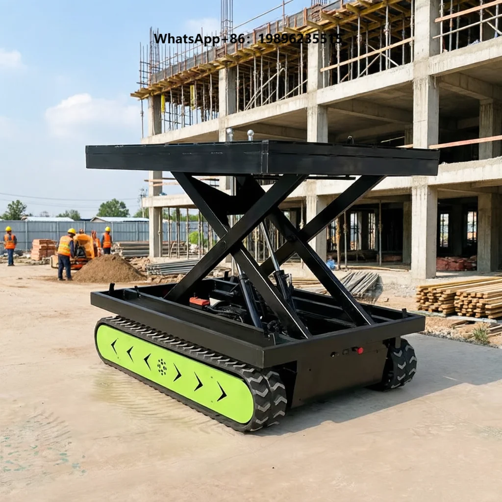 Hot Selling JS Brand Remote Control Crawler Lift Platform Vehicles Motor Steel Construction for Construction Site (1 Year