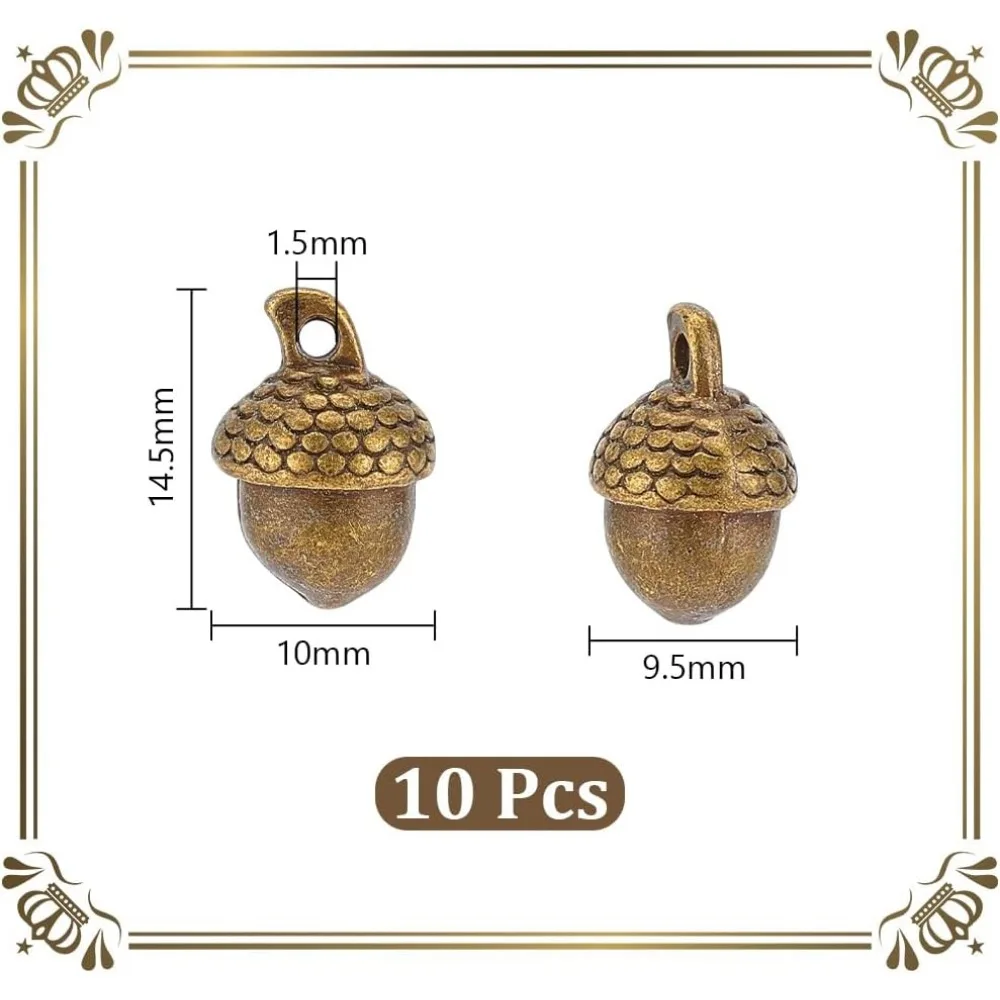 10pcs Pendants 14.5mm Long Antique Bronze Alloy Style Acorn Shape Pendants Charm Pendants Hole 1.5mm for Women men making kit image 3