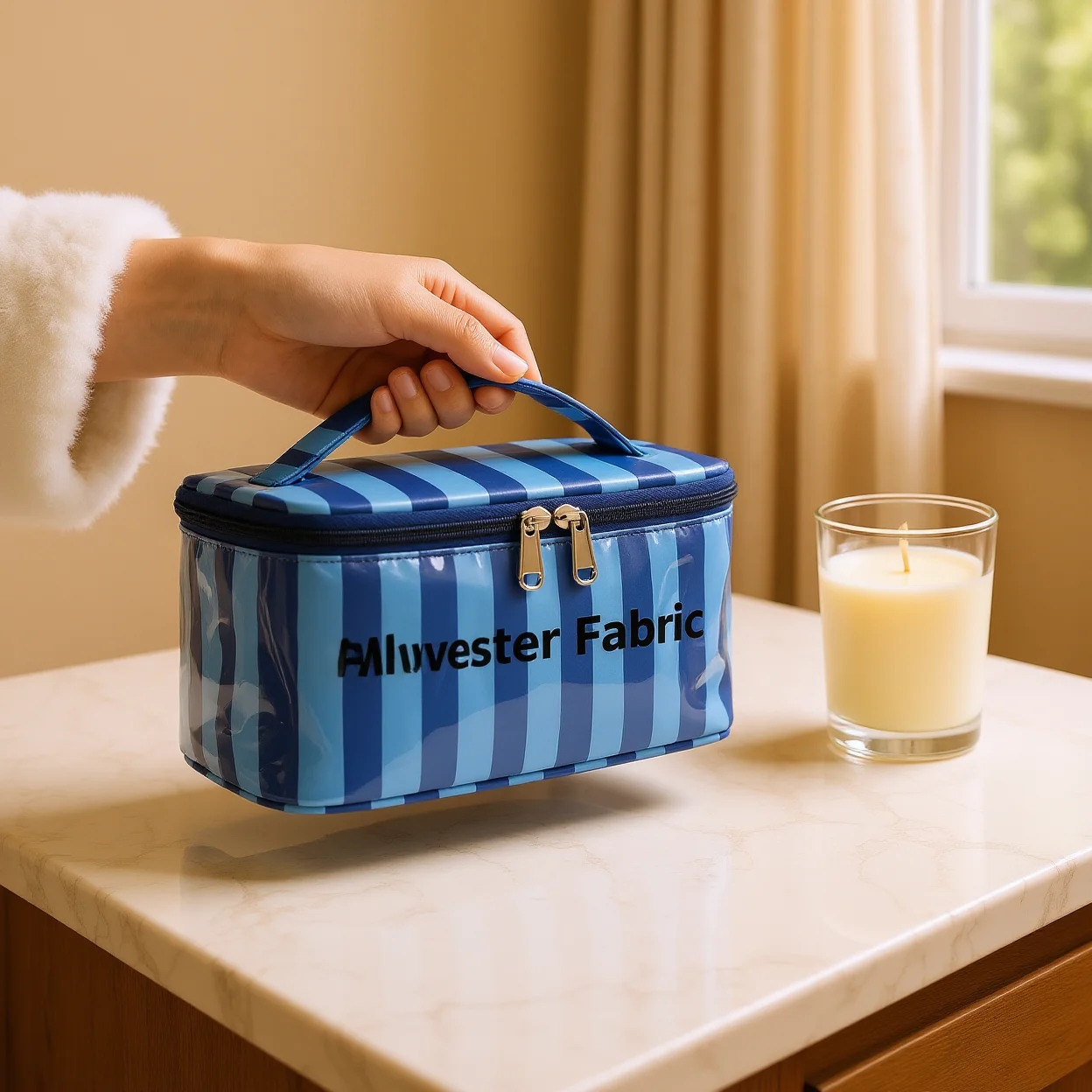 Zipper Cosmetic Bag Oval Bath Case Storage Pouch Handheld Makeup Bag For Outdoor Activities Skincare Storage Makeup Storage