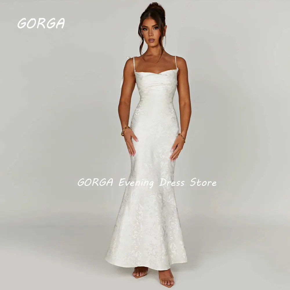 GORGA Sexy O-Neck Long Mermaid 2024 Slim Backless Satin Ocassion Gown Floor-Length Formal Evening Dress Party Dress