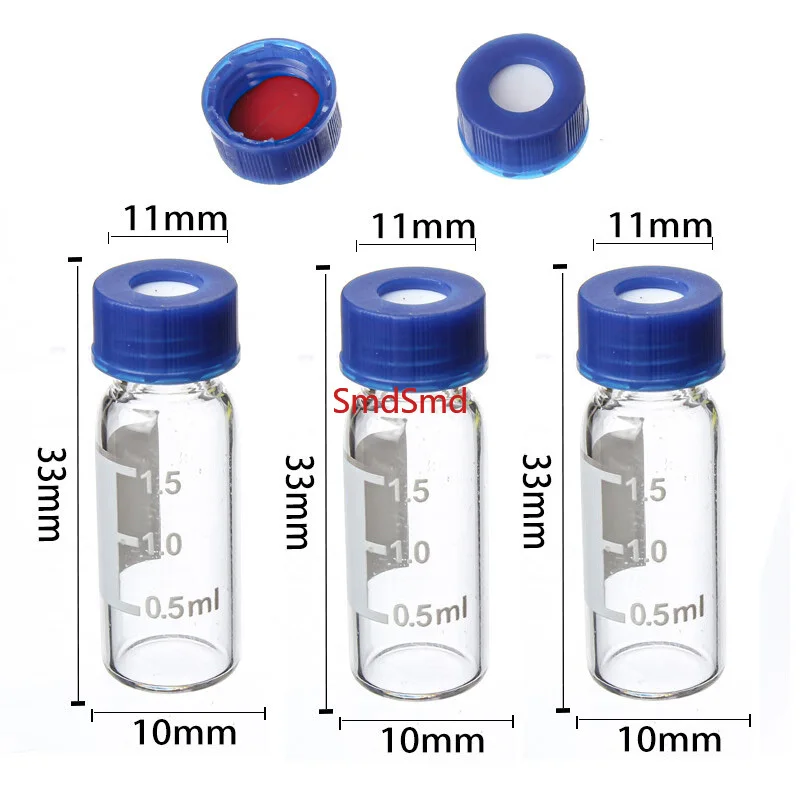 Chromatography Vial 1.5ml With 9mm Blue Open-topped Cap Automatic Parse Sample Bottle For Chromatography Experiment 100 / PK