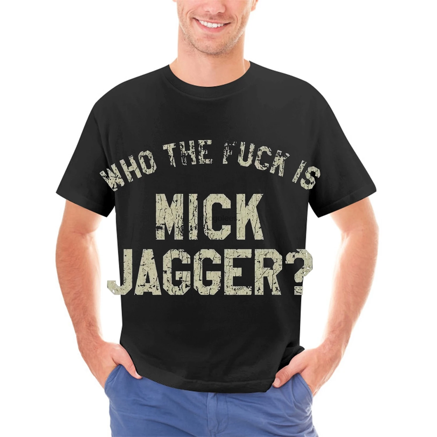 Who The F#@k Is Mick Jagger 1975 Vintage Mens T-Shirt