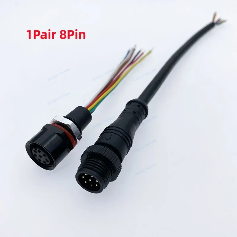 M12 كابل طاقة مقاوم للماء لموصل سلك الشريط LED ، لوحة أنثى ، قابس ذكر ، برغي معدني ، 2 دبوس ، 3 دبوس ، 4 دبوس ، 5 دبوس ، 6 دبوس ، 8 دبوس ، IP68 ، 1 زوج #5