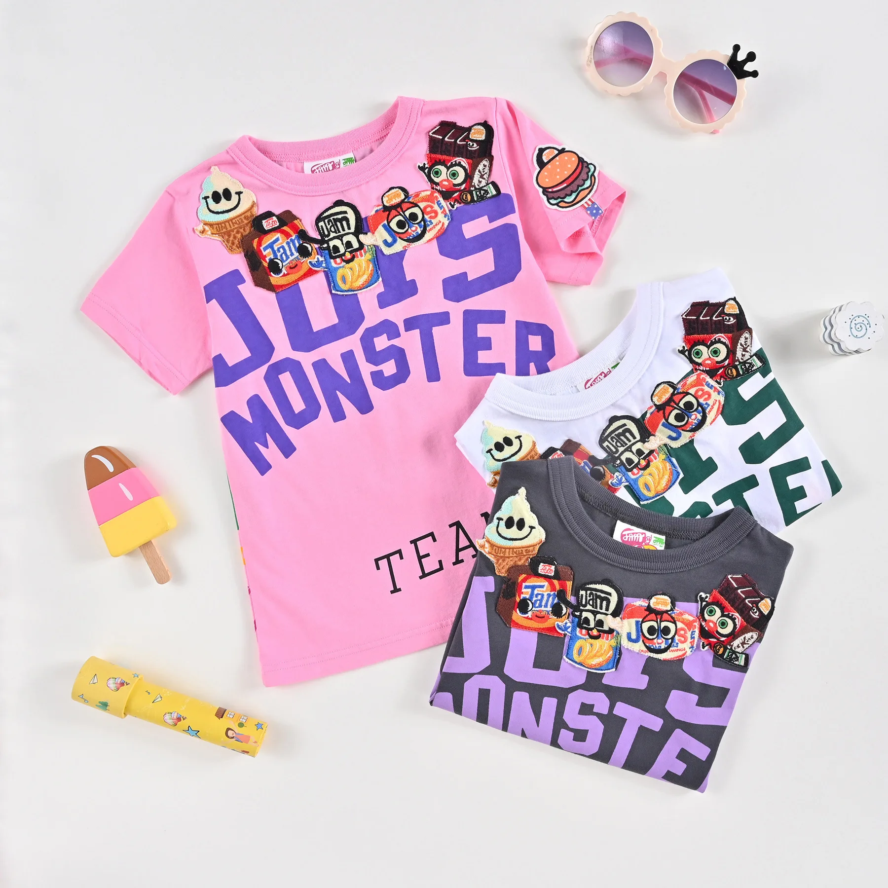 

2025 New Summer Burger Cute Embroidered Children's Cotton Fashion Round Neck Versatile Summer Children's Cool Tank Top