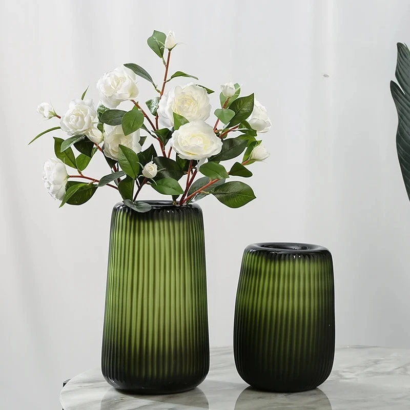 Modern art grinding striped glass vase light luxury TV cabinet creative decoration living room entrance ornament