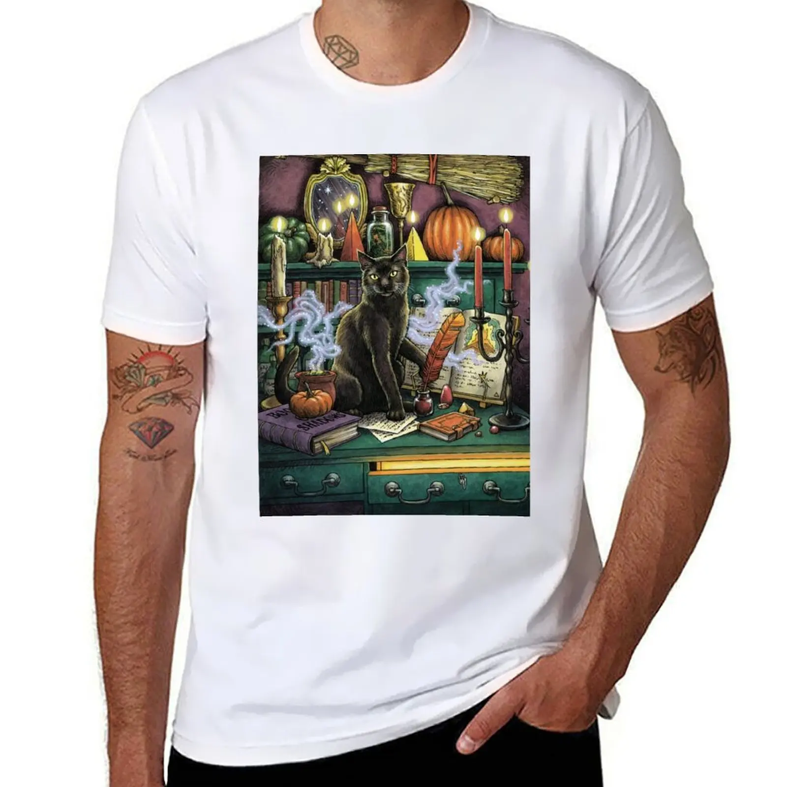

Everyday Witch's Familiars Oracle - The Black Cat T-Shirt anime figures summer shirt graphic t shirts men clothing
