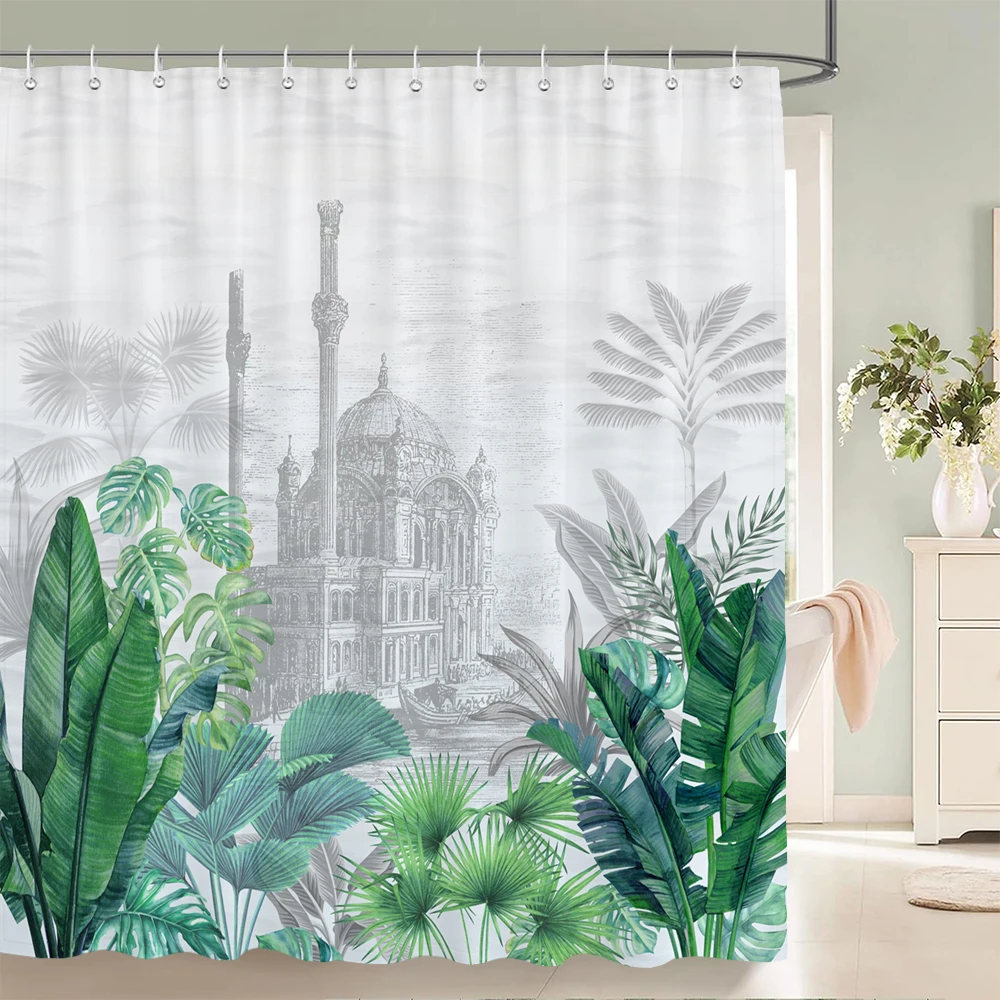 

Tropical Plants Palm Trees Leaves Shower Curtains Bath Curtain Waterproof Bathroom Decor With Hooks 3d Printing Bath Curtains