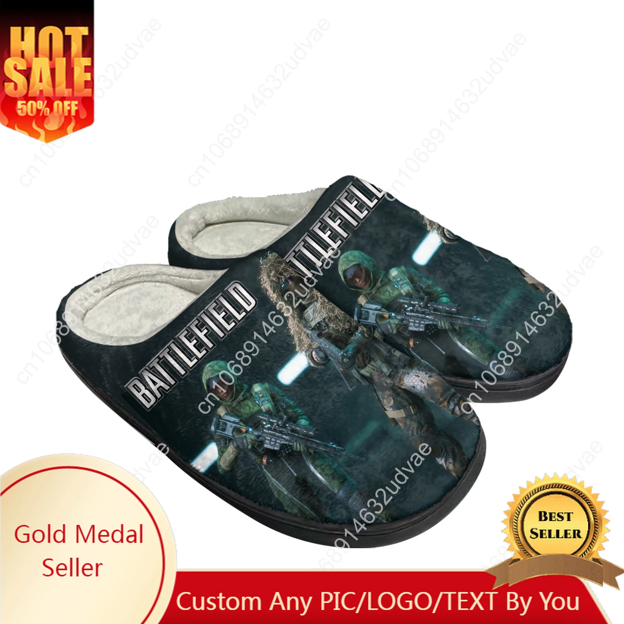 

Battlefield Cotton Slippers Men Women Plush Bedroom Casual Keep Warm Home Bedroom Shoes Thermal Indoor Slipper Customized Shoe