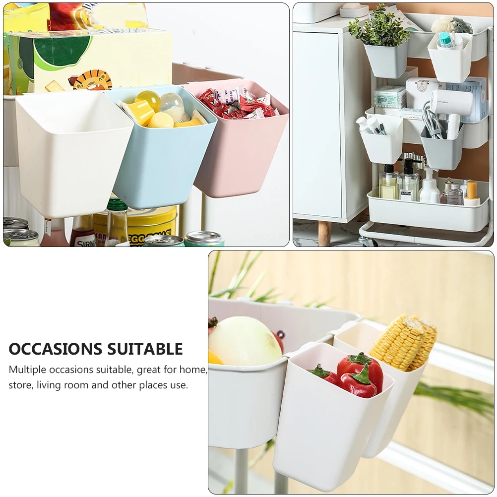 

3pcs Back-mounted Storage Box Mini White Baskets Durable Plastic Compact Size Multi-purpose Container Household Sundries