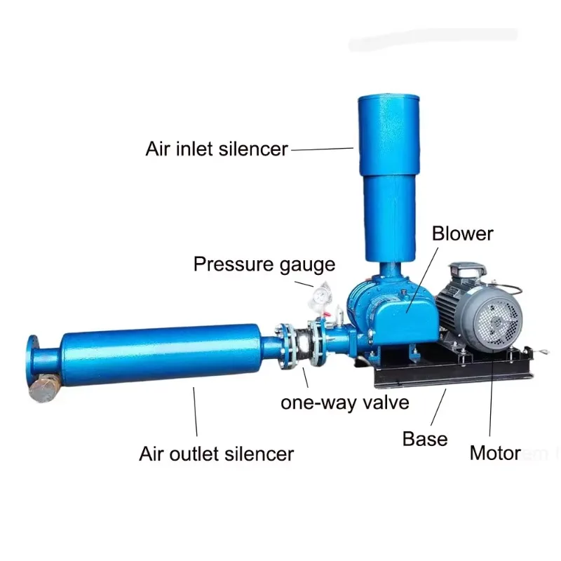 High-Power Large Capacity Roots Blower Aerator Metal Fish Pond Vacuum Pump with High Pressure Gauge Sewage Treatment
