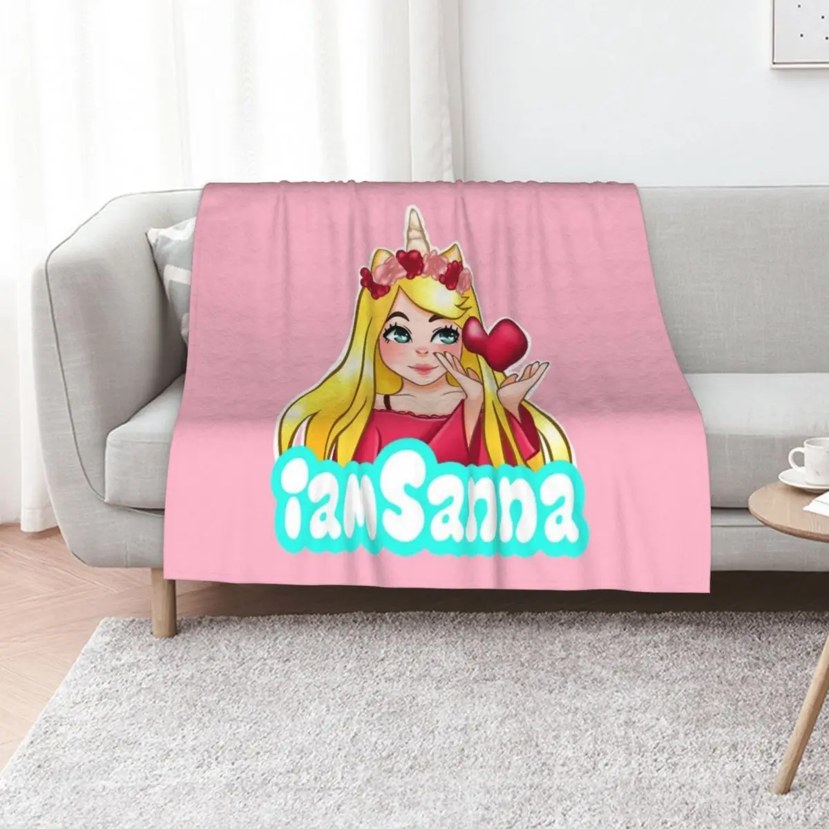 iamSanna يحب يونيكورنز الوردي رمي بطانية أشعث الزخرفية الحرارية للسفر بطانيات رقيقة #1