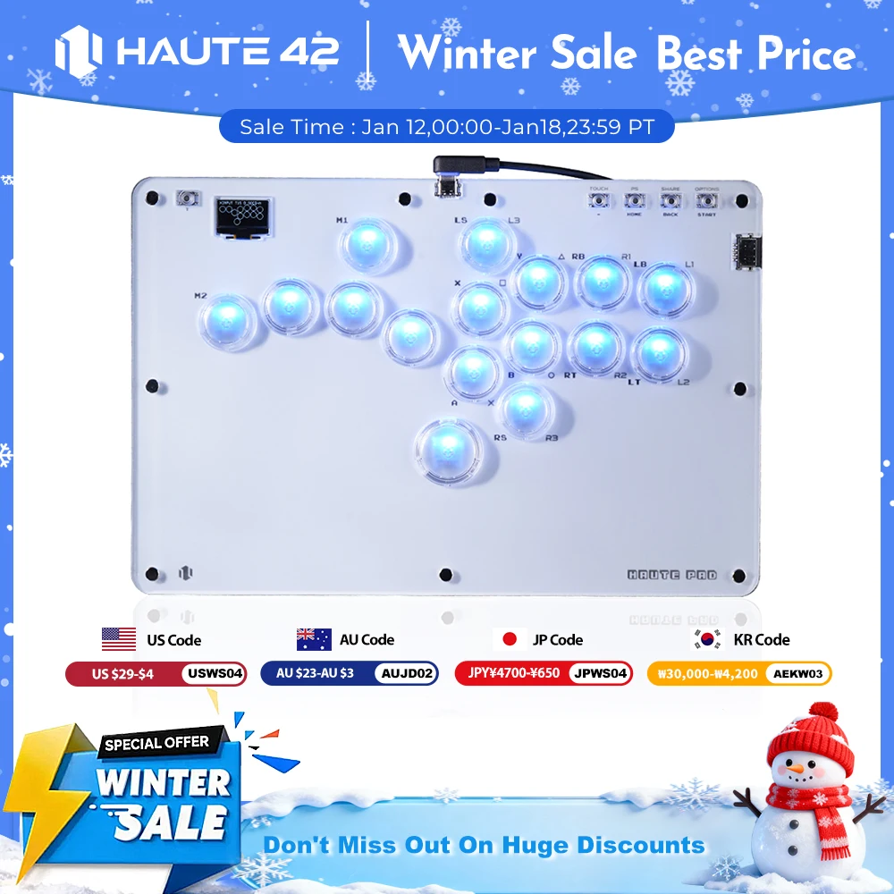 Haute42 Joystick Arcade Hitbox Controller Pulsante Rim Controller Arcade Stick senza leva per PC/PS4/PS5/Steam Fightstick Arcade
