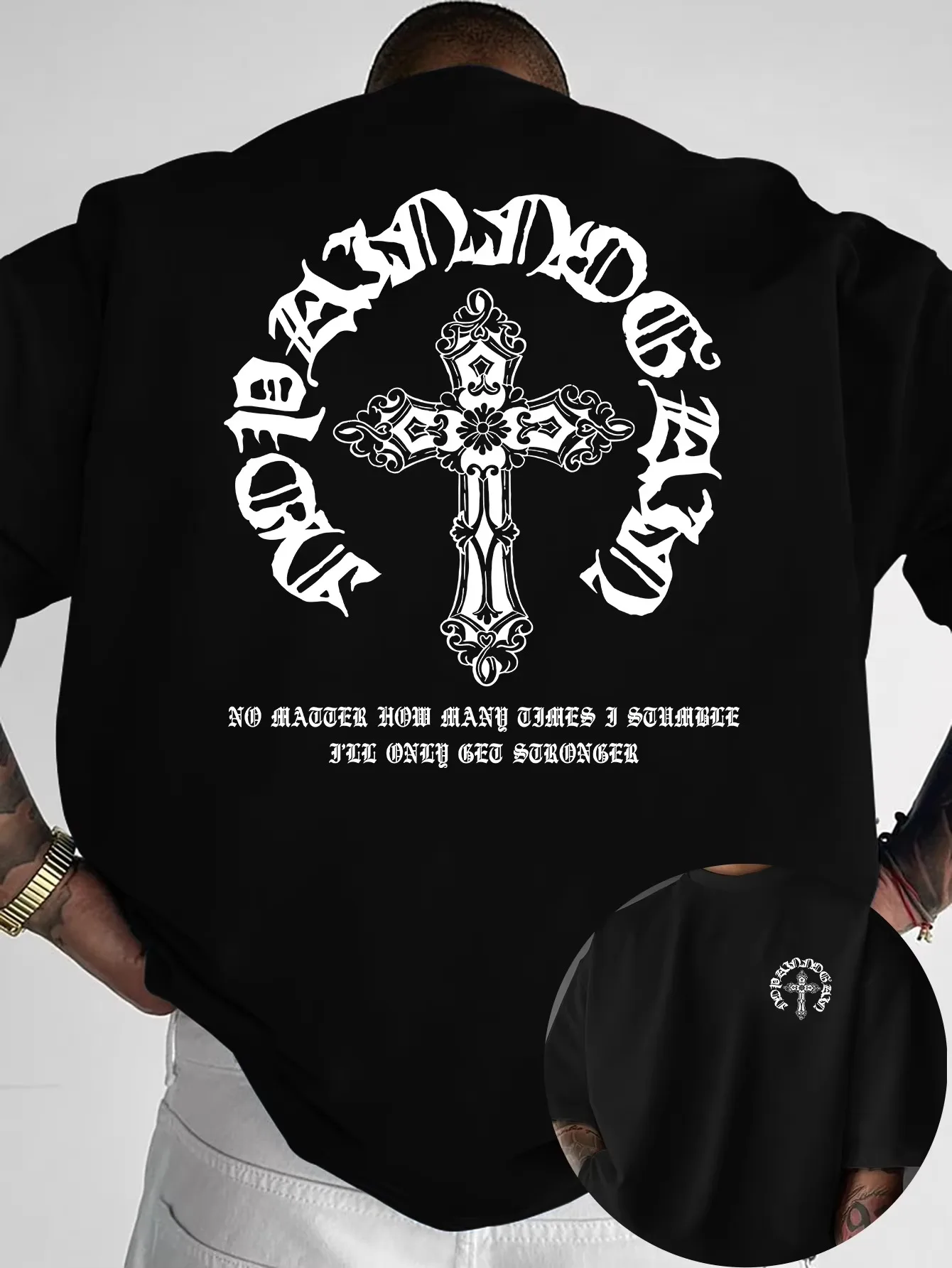 Vintage Gothic Cross Graphic T-Shirt Summer Men Tracksuit O-Neck Pullover Top Breathable Sportswear Harajuku Fashion Streetwear