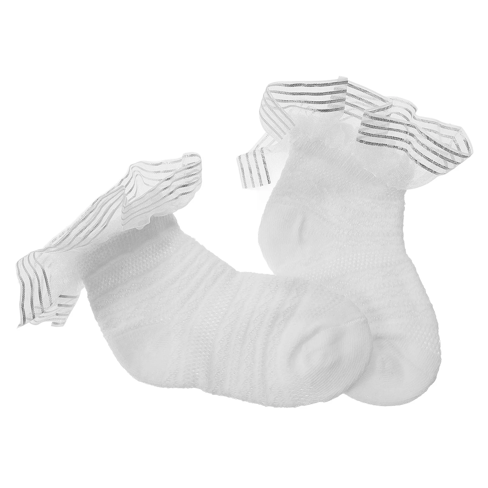 

1Pair Soft Cotton Baby Socks White Lace Knee High for Toddlers Stylish Tulle Decorative Stockings Special Occasions