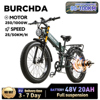 BURCHDA R5PRO 1000W50KM/H 26 Inch Foldable Mountain Electric Bicycle 48V20AH Lithium Fatbike Electric Bike For Adults Motorcycle