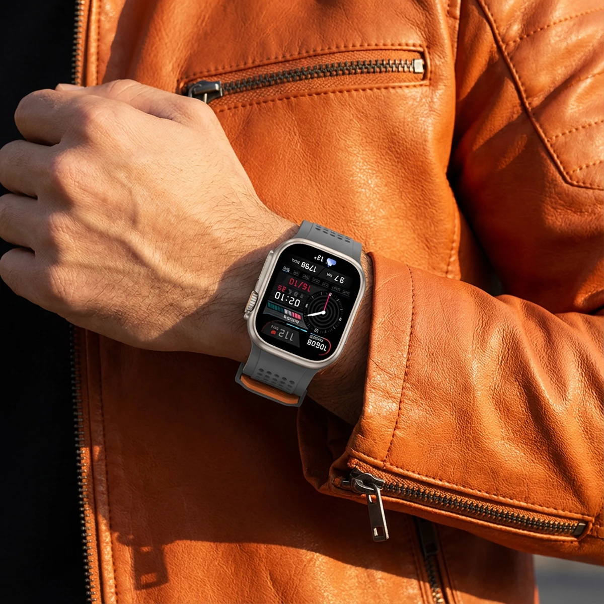Pełne etui ochronne + dwukolorowy pasek do Apple Watch 44 45 46mm, zmieniające wygląd na etui Ultra, bumper, sportowy pasek do Iwatch Series 11 10 9 8 7 — zdjęcie produktu 4