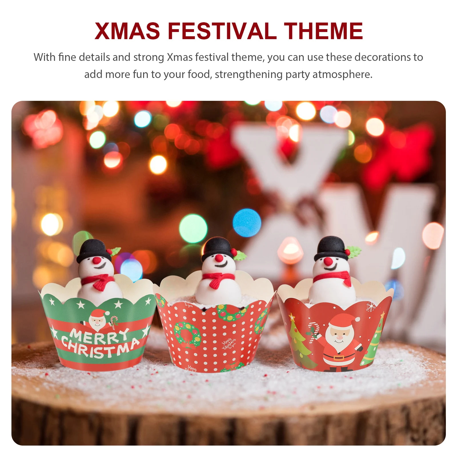 

6Pcs Xmas Dessert Wrappers Safe for Cakes Not Easy to Tear Festive Party Decor Cupcake Wrapper Xmas Cupcake Wrappers