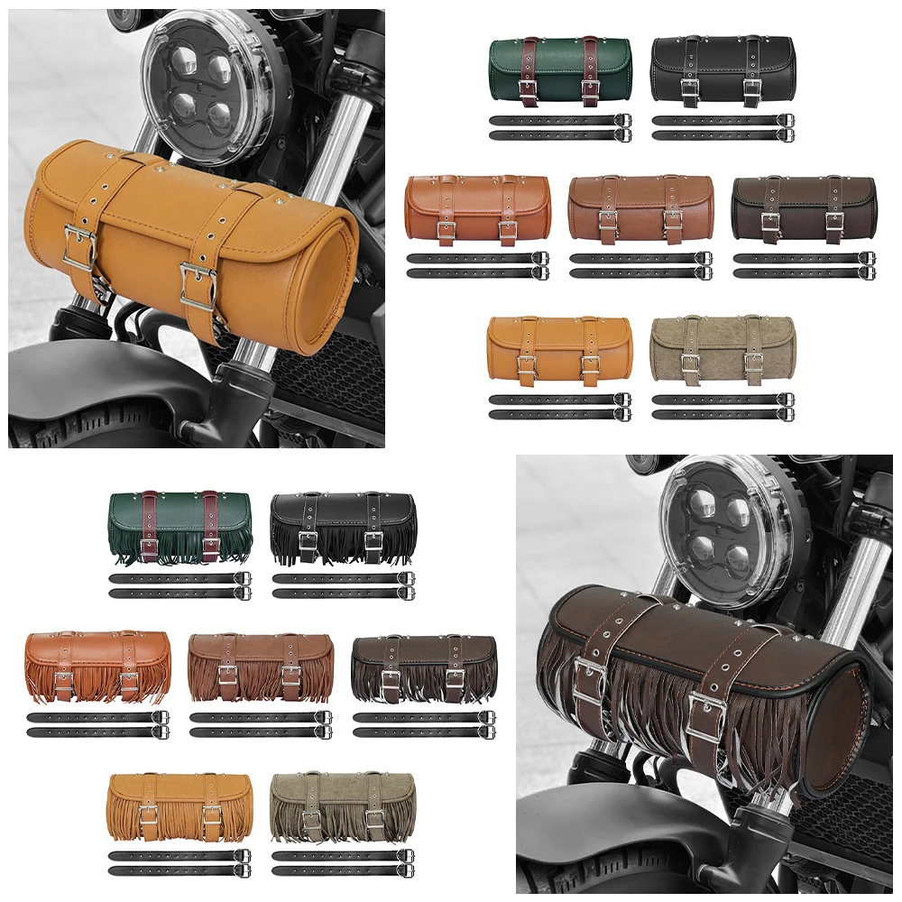 New Style for Harley Sportster XL883 XL1200 Universal Motorcycle Front Fork Bag Model Side PU Leather Luggage Storage Tool Pouch