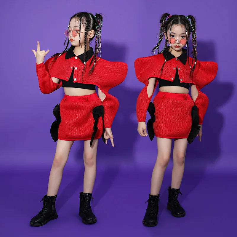 

Jazz Style Hip-hop Costume Urban Dance Girl Clothes Performance Dancer Stage Outfit Children Model Catwalk Singer Teenage