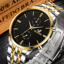 ORLANDO Fashion Men Watches New Quartz Watch Men's Silver Gold Plated Stainless Steel Wristwatch Masculino Relogio Drop Shipping