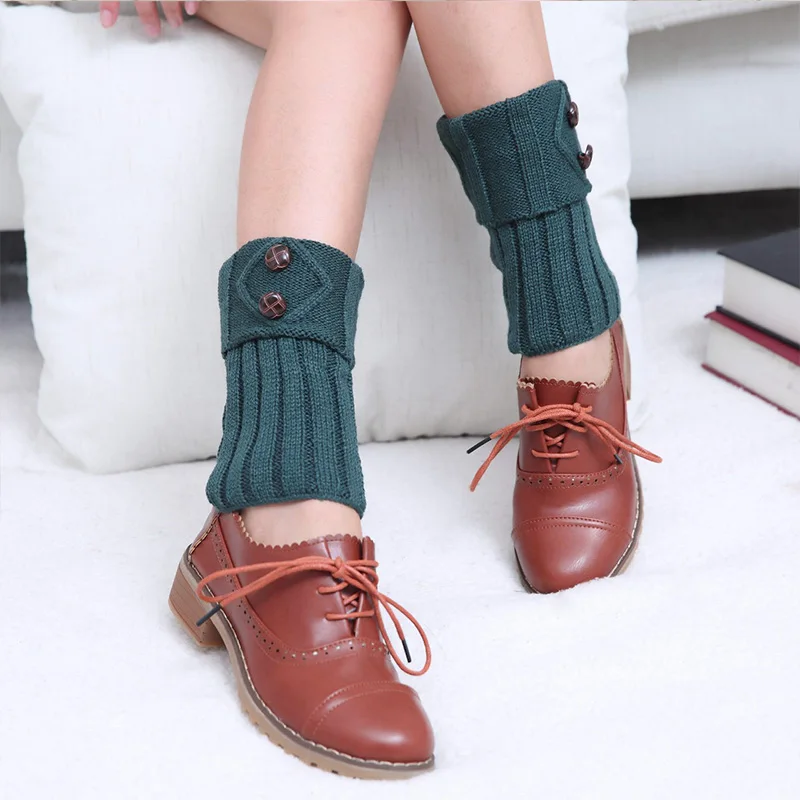 محبوك جورب يغطي المألوف التمهيد يغطي المرأة الجديدة نمط قصير الماس على شكل الوجه أكثر من 2 زر غطاء للقدم الدافئة #5