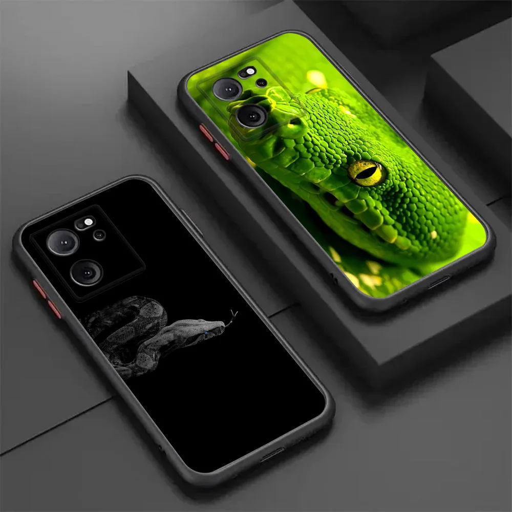 Translucent Phone Case For Redmi Note 11Pro 5G 12C 12S 13 11S Xiaomi 12 11 Lite 11T 12X 12T Snake Skin Print Matte Back Cover