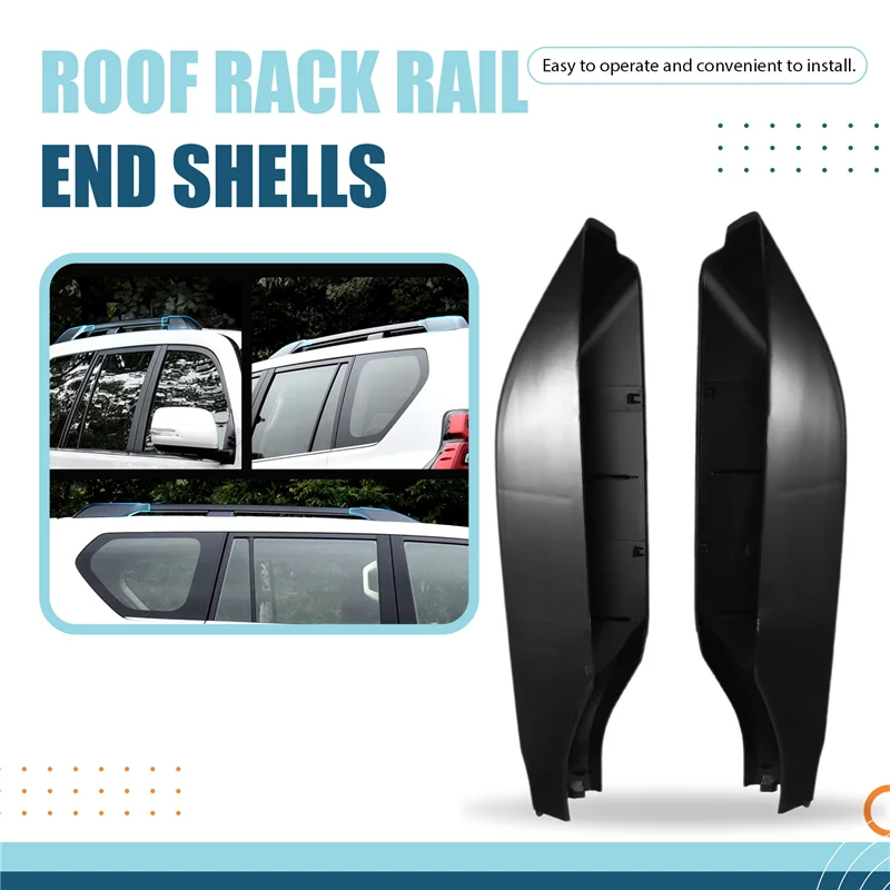 

Black Roof Rack Bar Rail End Protection Cover Shell 6Pcs/Set For Toyota Land Cruiser Prado FJ150 2010-2019