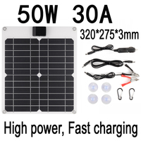 50W 100W Solar Panel Portable 12V 5V USB Fast Charging for Power Bank Phone Camping RV Outdoor Waterproof SunPower Safe Charger