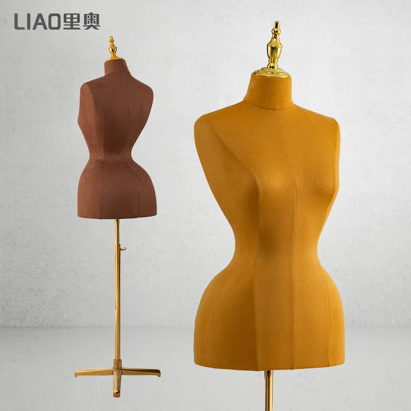 adjustable height hard foam mannequin female half body pinable velvet manikin dress form women apparel display