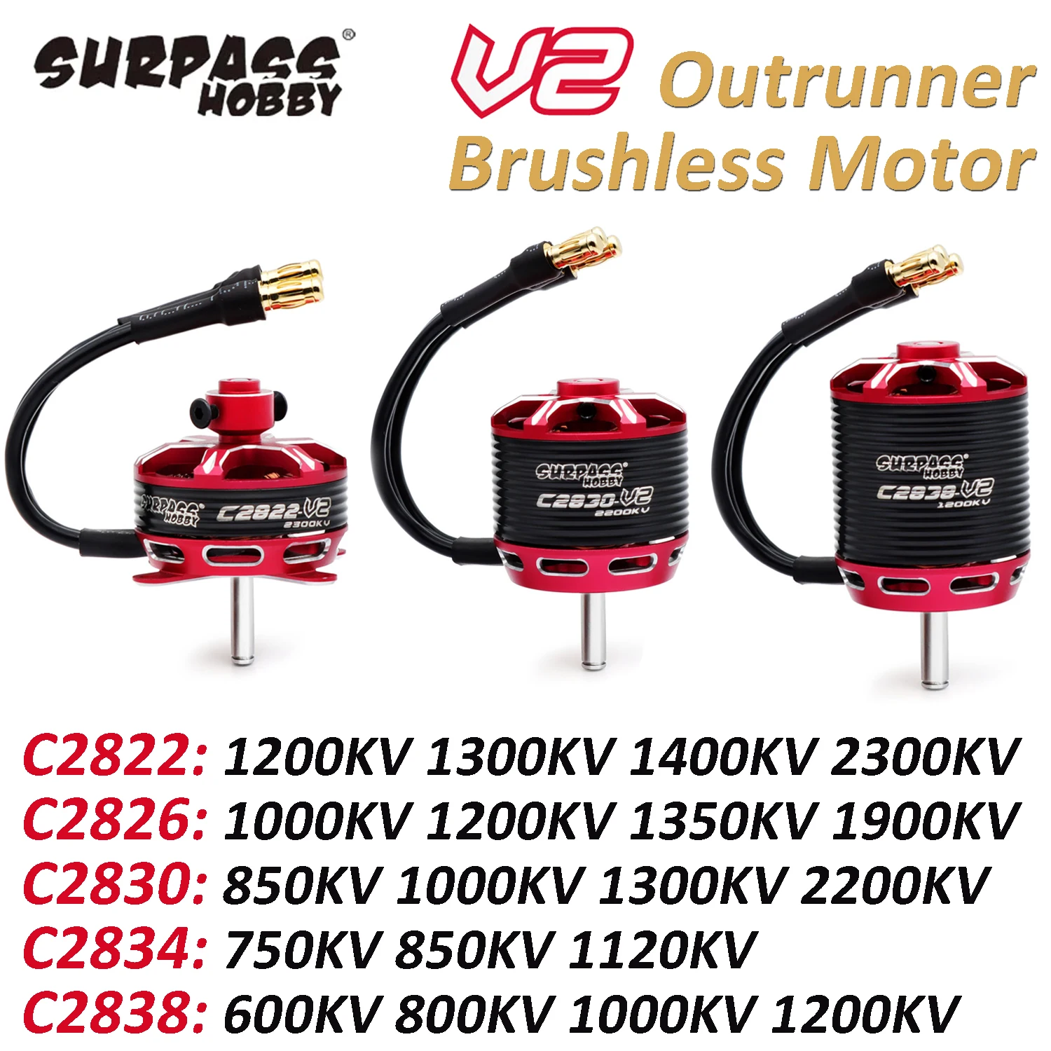 

Бесколлекторный двигатель Surpass Hobby C2822/C2826/C2830/C2834/C2838 V2 для радиоуправляемых квадрокоптеров, дронов, самолетов и моделей с фиксированным крылом