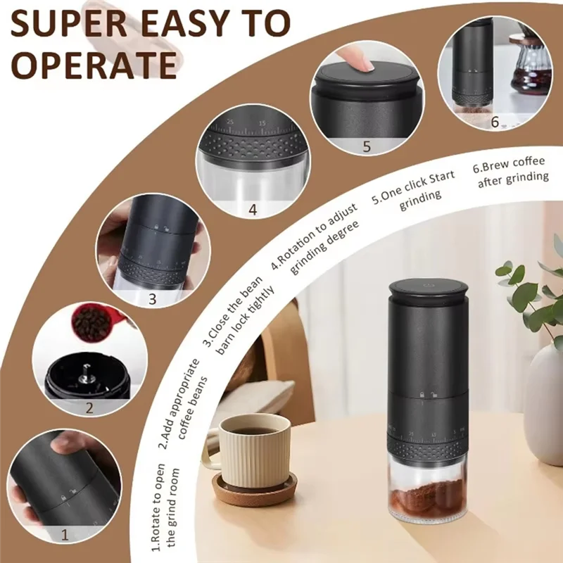

B82B-Electric Coffee Grinder 1500Mah Portable Coffee Bean Machine For Home Portable Coffee Bean Machine