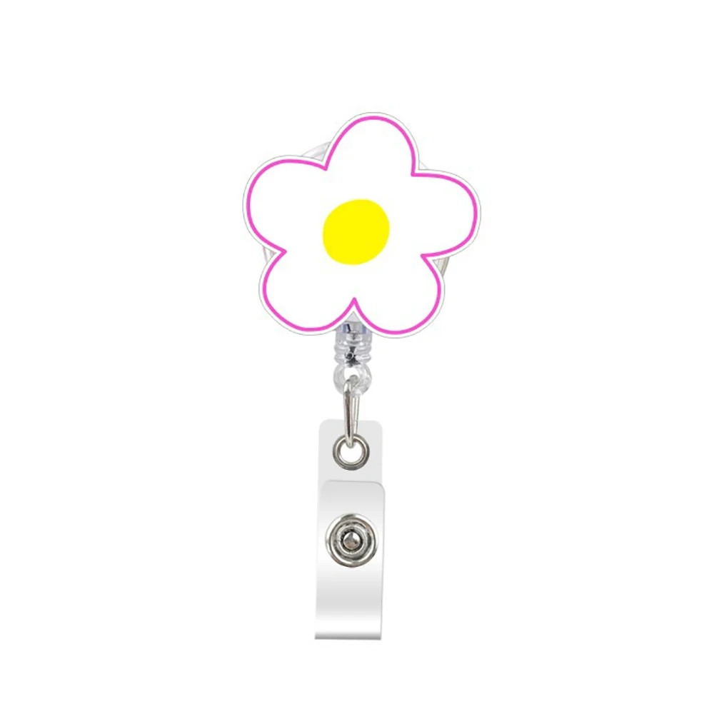 1 PC Tab Flower Name Tag Easy Pull Buckle Holder Label Work Accessory Rotating Badge Clip Employee Id Card Buckles Nurse Badge