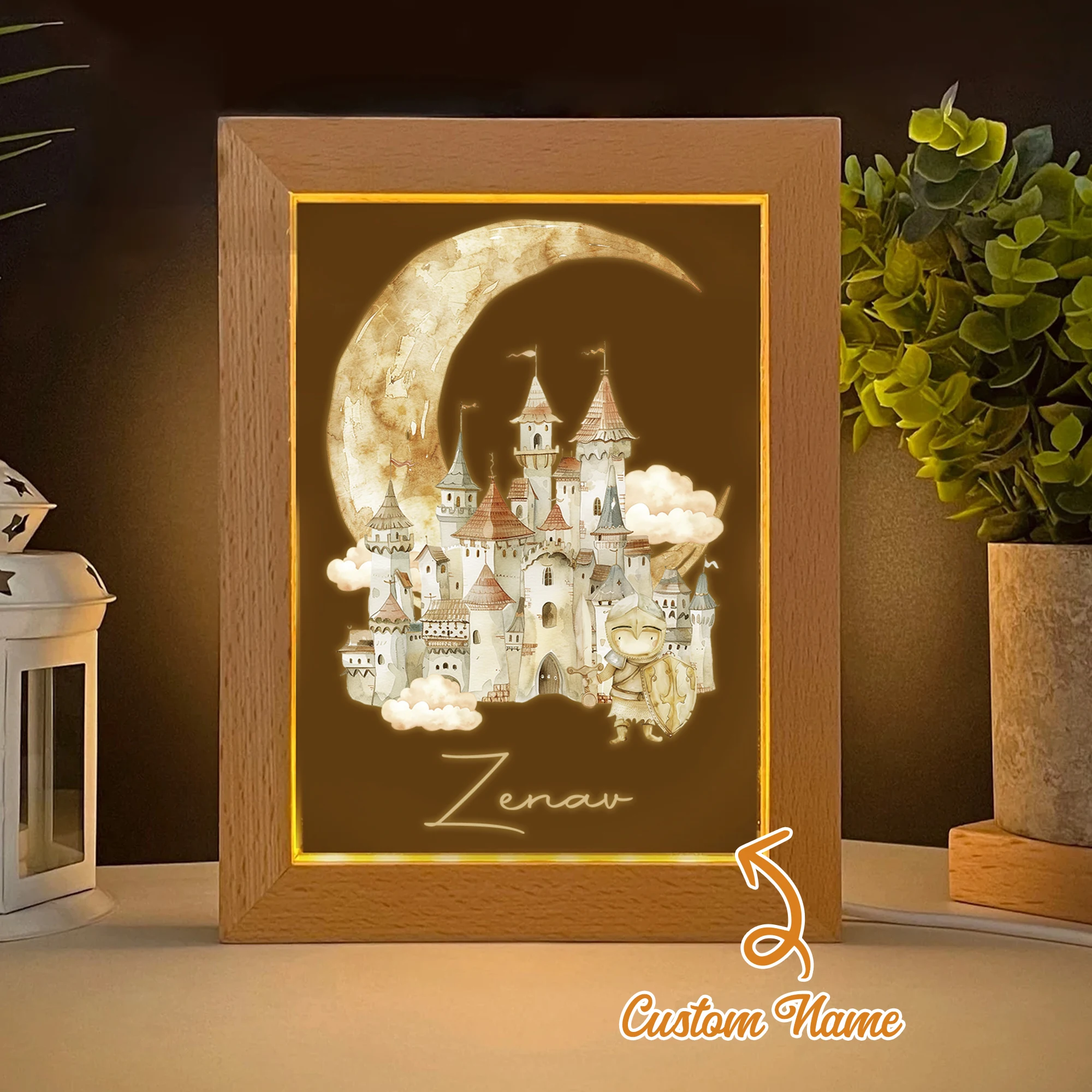 

Customized Moon Castle Name LED Night View Photo Frame Personalized Gifts Family Living Room Bedroom Dining Room Home Decoration