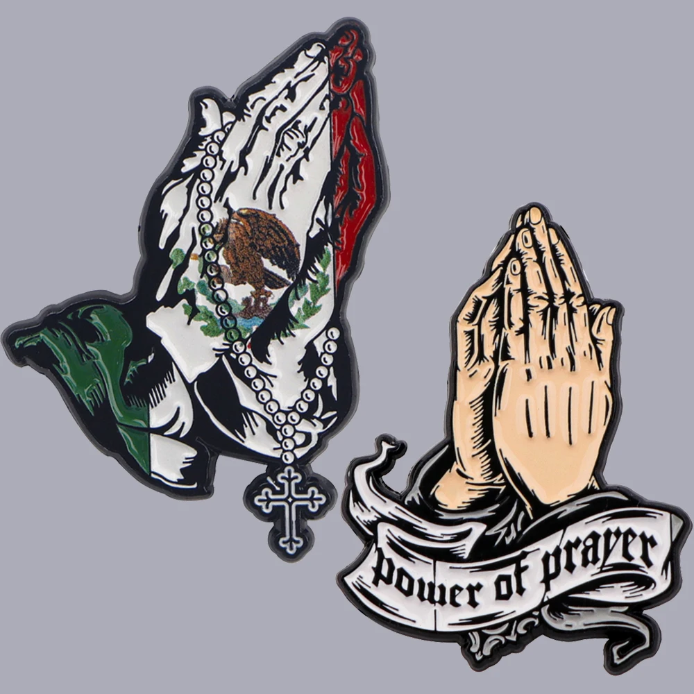 Mexican Flag Prayer Enamel Pin Badges on Backpack Lapel Pins Brooches on Clothes Jewelry Accessories