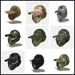 Tactical Airsoft Military Mask Half Face Strike Metal Mesh Protective Skull Mask & Cap Ear protection Hunting Accessories