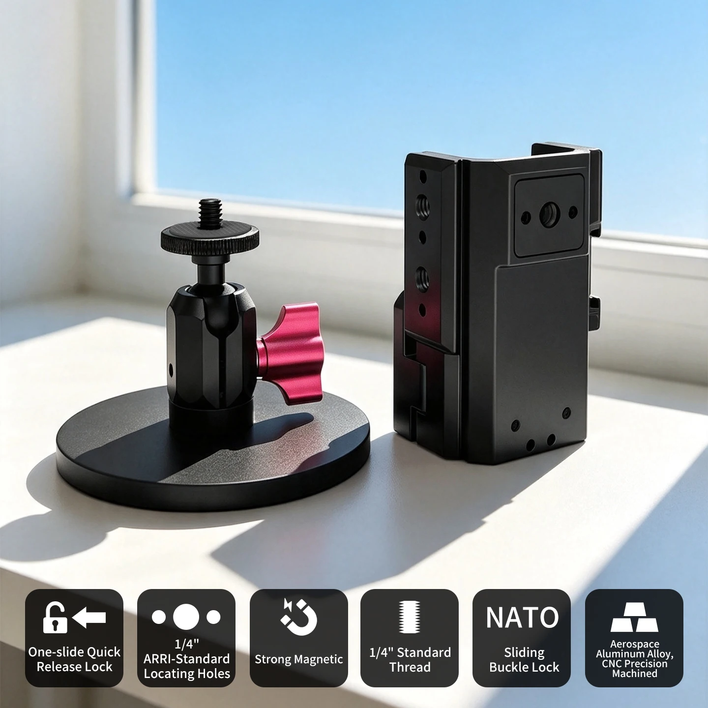 Magnetische Saughalterung für DJI Osmo Pocket 4 Pro Gimbal Aluminium-Käfig Magnetbasis 360° ° Kugelkopf für Metall-Oberflächenhalterung – Detail 2