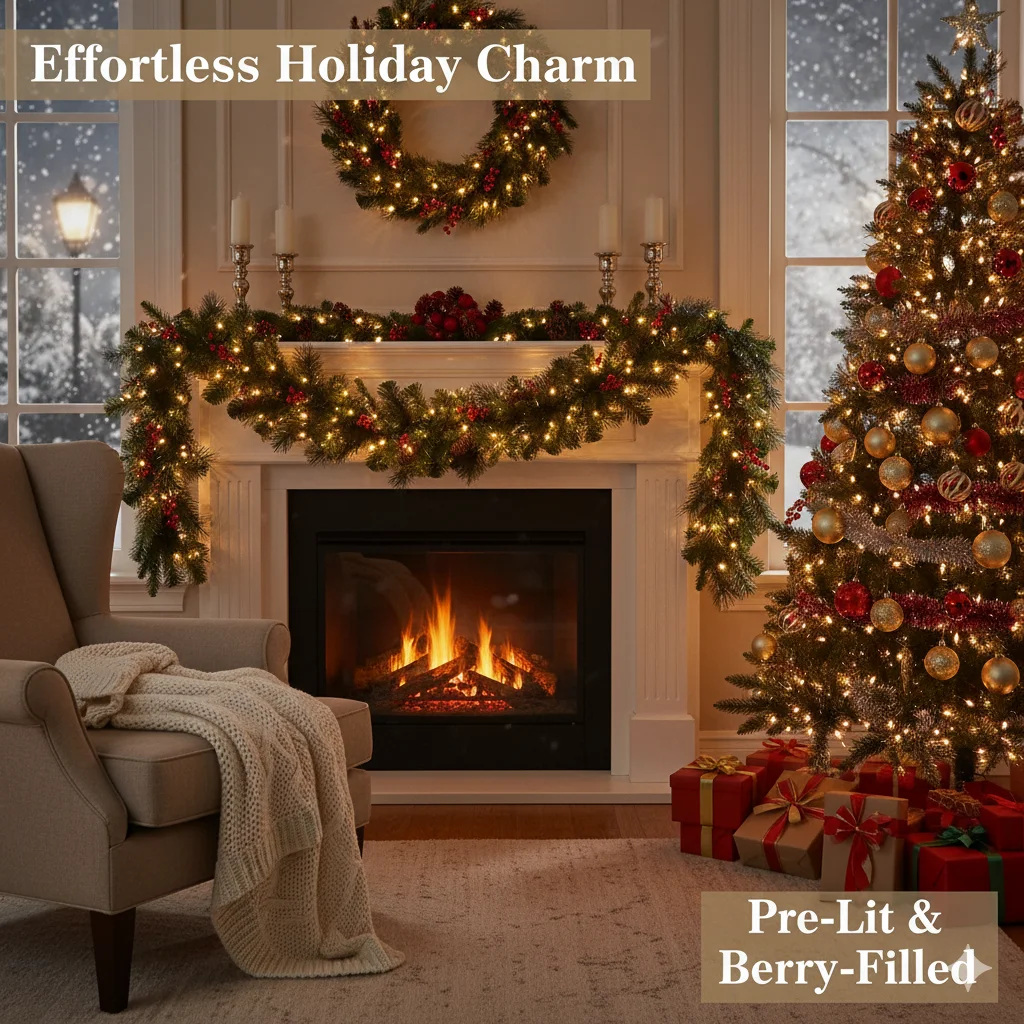 

New Christmas LED Rattan Wreath Decorative, Christmas Garland Artificial Xmas Tree Rattan Banner Decor Wreath For Navidad Decor