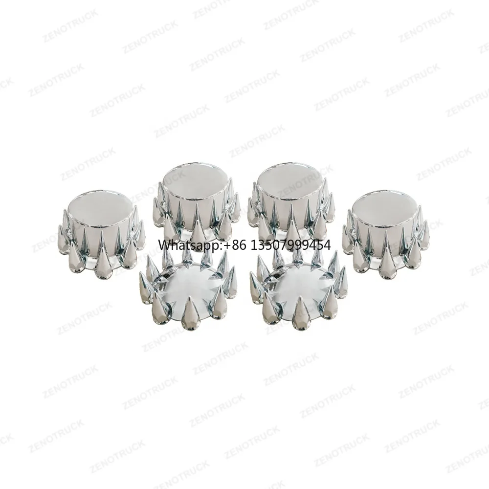 ABS Chrome Wheel Cover Kit Includes 2 Front Covers and 4 Rear Covers for Semi-Truck